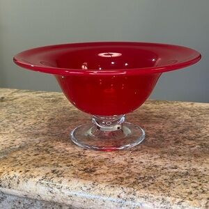 Mcm ruby glass compote vintage